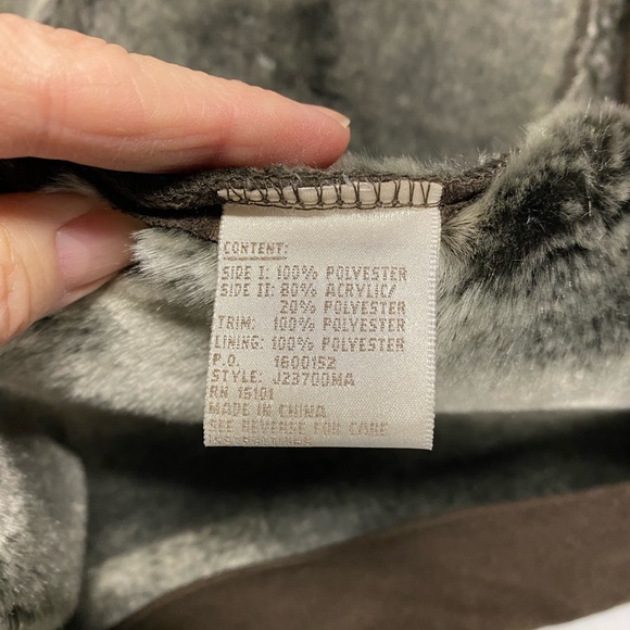 Jones New York Long Faux Suede Jacket with Faux Fur Collar Size M - Picture 5 of 10